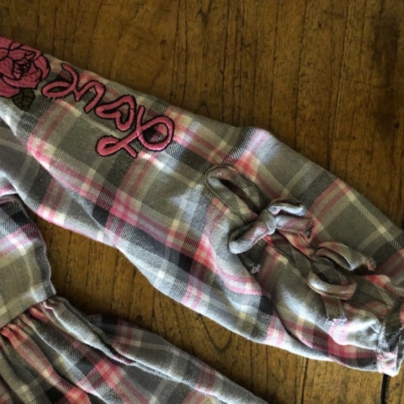 Girl's Youngland Gray & Pink Plaid Dress 5 - Picture 3 of 14